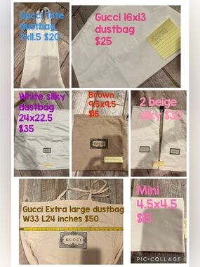 Gucci White and Beige Mixed Dust Bag Set